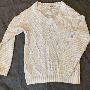 Massimo Cream and Metallic Cable Knit Sweater